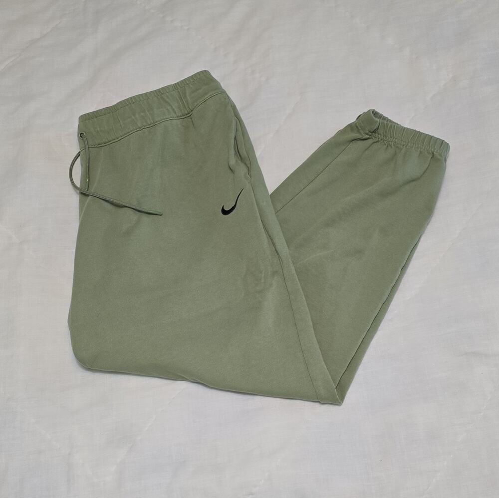 Nike Mens XL Green Cotton Sweatpants Logo Drawstring Elastic Waist Pockets